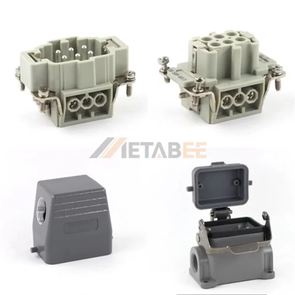 HE Series Heavy Duty Connector, 6+PE, Screw Terminal, Surface Mounting, Top/Side Entry, 16A/500V