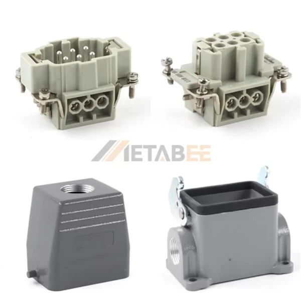 HE Series Heavy Duty Connector, 6+PE, Screw Terminal, Surface Mounting, Top/Side Entry, 16A/500V