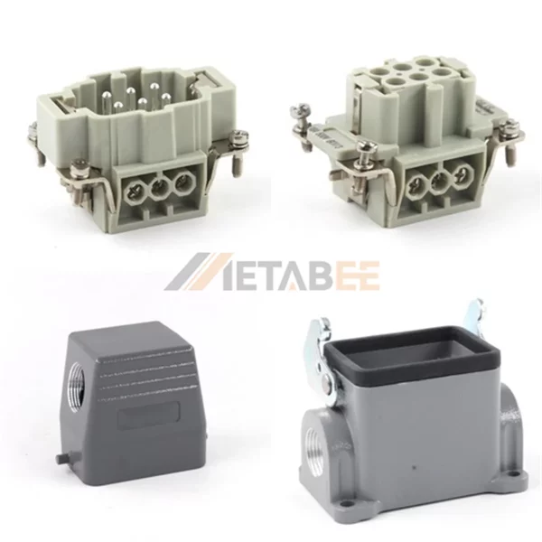 HE Series Heavy Duty Connector, 6+PE, Screw Terminal, Surface Mounting, Top/Side Entry, 16A/500V