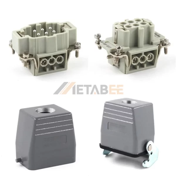 HE Series Heavy Duty Connector, 6+PE, Screw Terminal, Cable to Cable, Top/Side Entry, 16A/500V