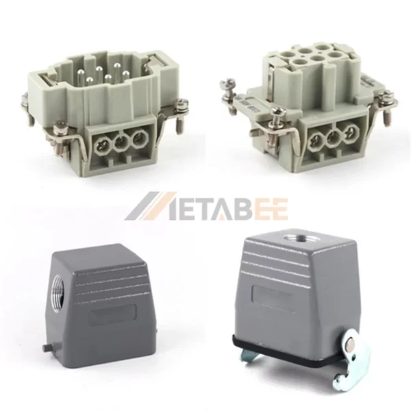HE Series Heavy Duty Connector, 6+PE, Screw Terminal, Cable to Cable, Top/Side Entry, 16A/500V