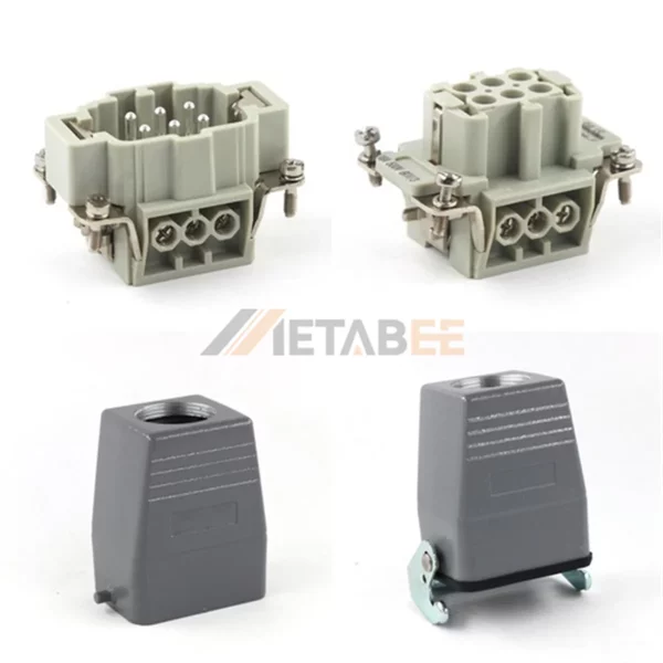 HE Series Heavy Duty Connector, 6+PE, Cable to Cable, High Construction, Top/Side Entry, 16A/500V