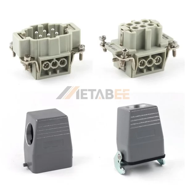 HE Series Heavy Duty Connector, 6+PE, Cable to Cable, High Construction, Top/Side Entry, 16A/500V