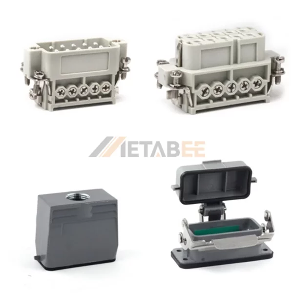 HA Series Heavy Duty Connector, 10+PE, Bulkhead with Cover, Screw Terminal, Top/Side Entry, 16A/250V