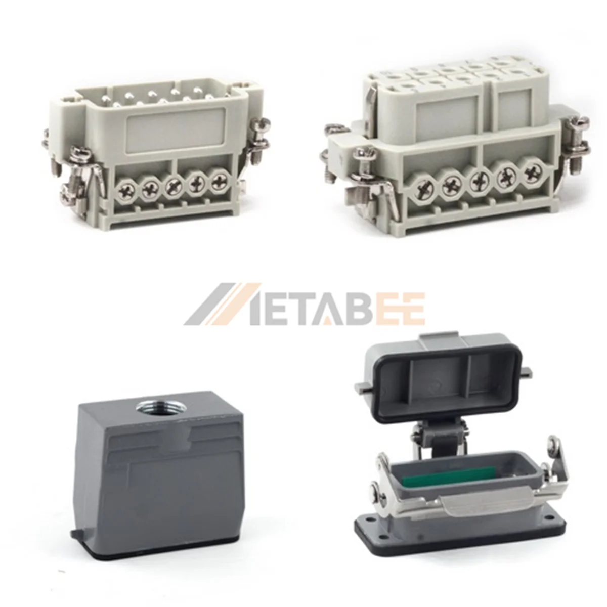 HA Series Heavy Duty Connector, 10+PE, Bulkhead with Cover, Screw Terminal, Top/Side Entry, 16A/250V