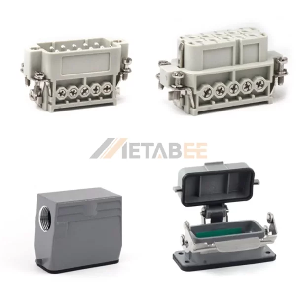 HA Series Heavy Duty Connector, 10+PE, Bulkhead with Cover, Screw Terminal, Top/Side Entry, 16A/250V