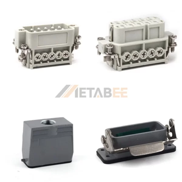 HA Series Heavy Duty Connector, 10+PE, Bulkhead, Screw Terminal, Top/Side Entry, 16A/250V