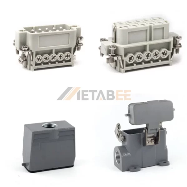 HA Series Heavy Duty Connector, 10+PE, Surface Mounting Cover, Screw Terminal, Top/Side Entry, 16A/250V