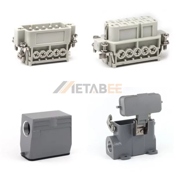 HA Series Heavy Duty Connector, 10+PE, Surface Mounting Cover, Screw Terminal, Top/Side Entry, 16A/250V