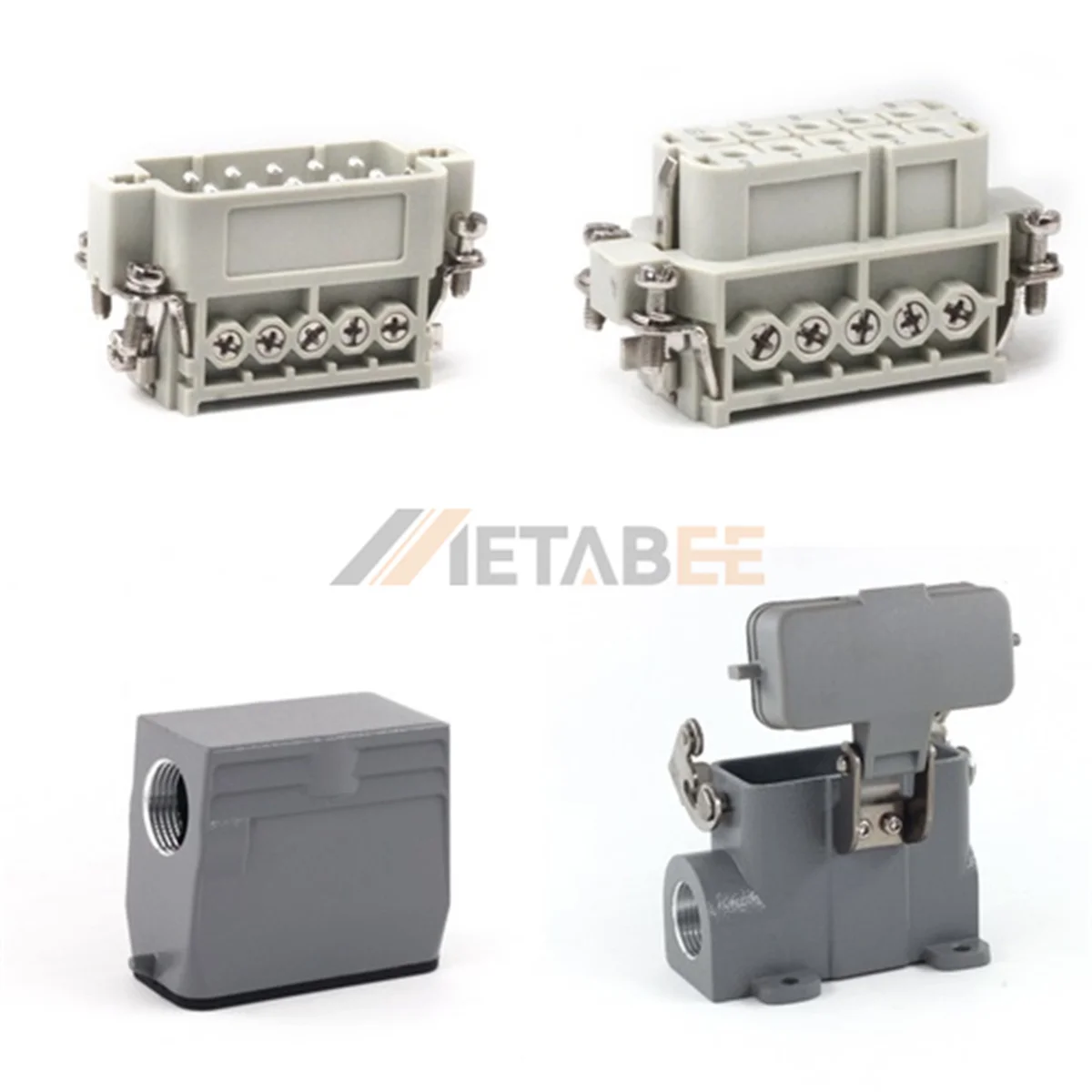 HA Series Heavy Duty Connector, 10+PE, Surface Mounting Cover, Screw Terminal, Top/Side Entry, 16A/250V