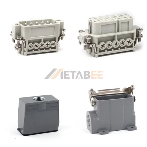 HA Series Heavy Duty Connector, 10+PE, Surface Mounting, Screw Terminal, Top/Side Entry, 16A/250V