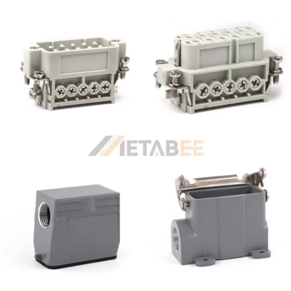 HA Series Heavy Duty Connector, 10+PE, Surface Mounting, Screw Terminal, Top/Side Entry, 16A/250V