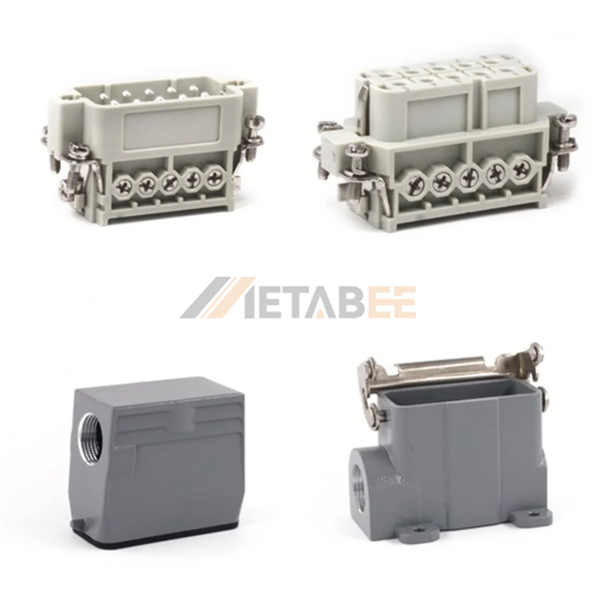 HA Series Heavy Duty Connector, 10+PE, Surface Mounting, Screw Terminal, Top/Side Entry, 16A/250V