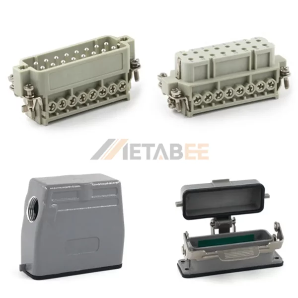 HA Series Heavy Duty Connector, 16+PE, Bulkhead with Cover, Screw Terminal, Top/Side Entry, 16A/250V
