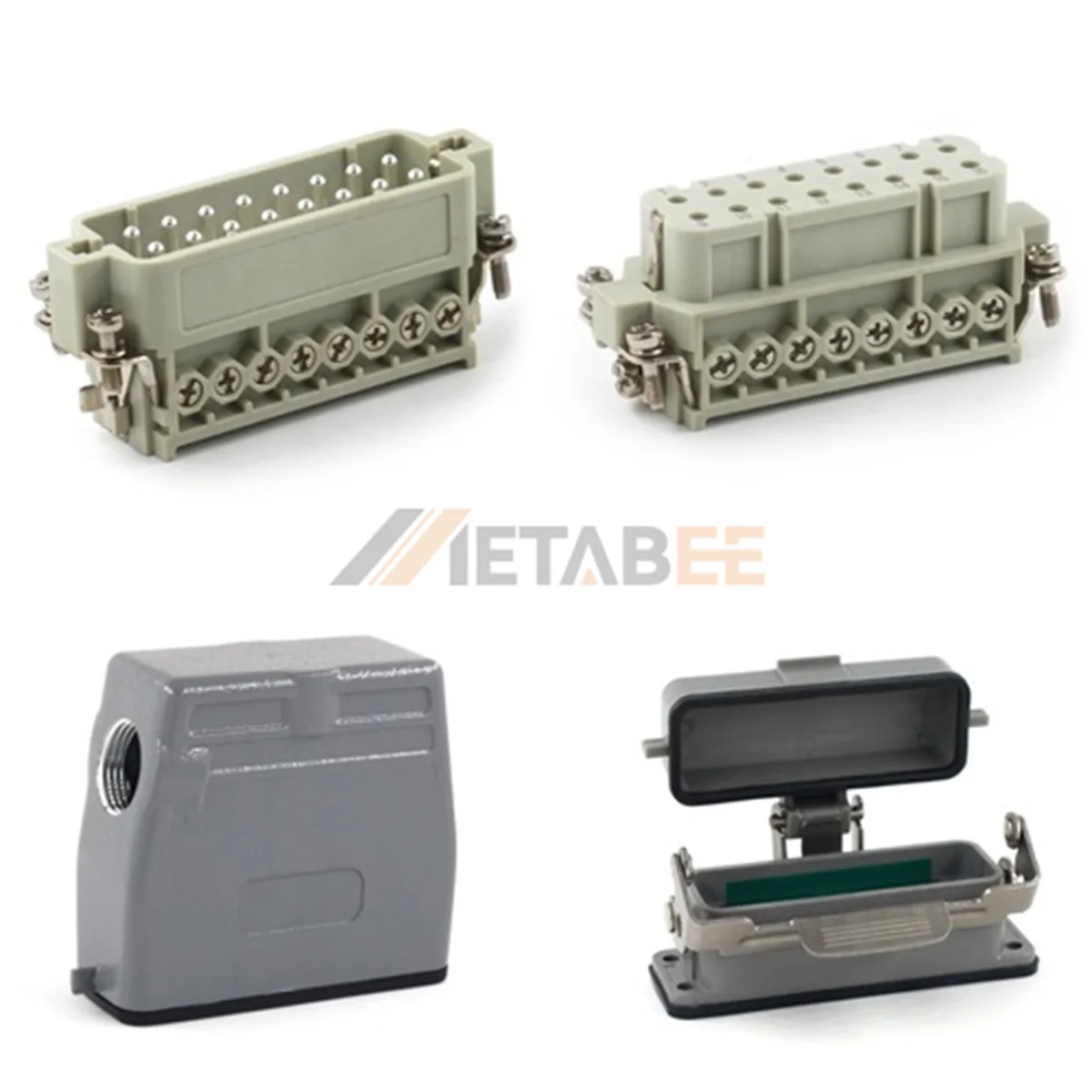 HA Series Heavy Duty Connector, 16+PE, Bulkhead with Cover, Screw Terminal, Top/Side Entry, 16A/250V