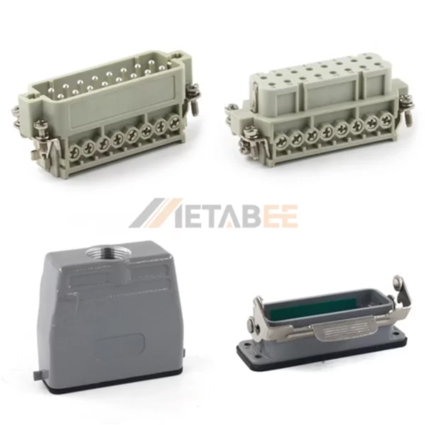HA Series Heavy Duty Connector, 16+PE, Bulkhead Mounting, Screw Terminal, Top/Side Entry, 16A/250V