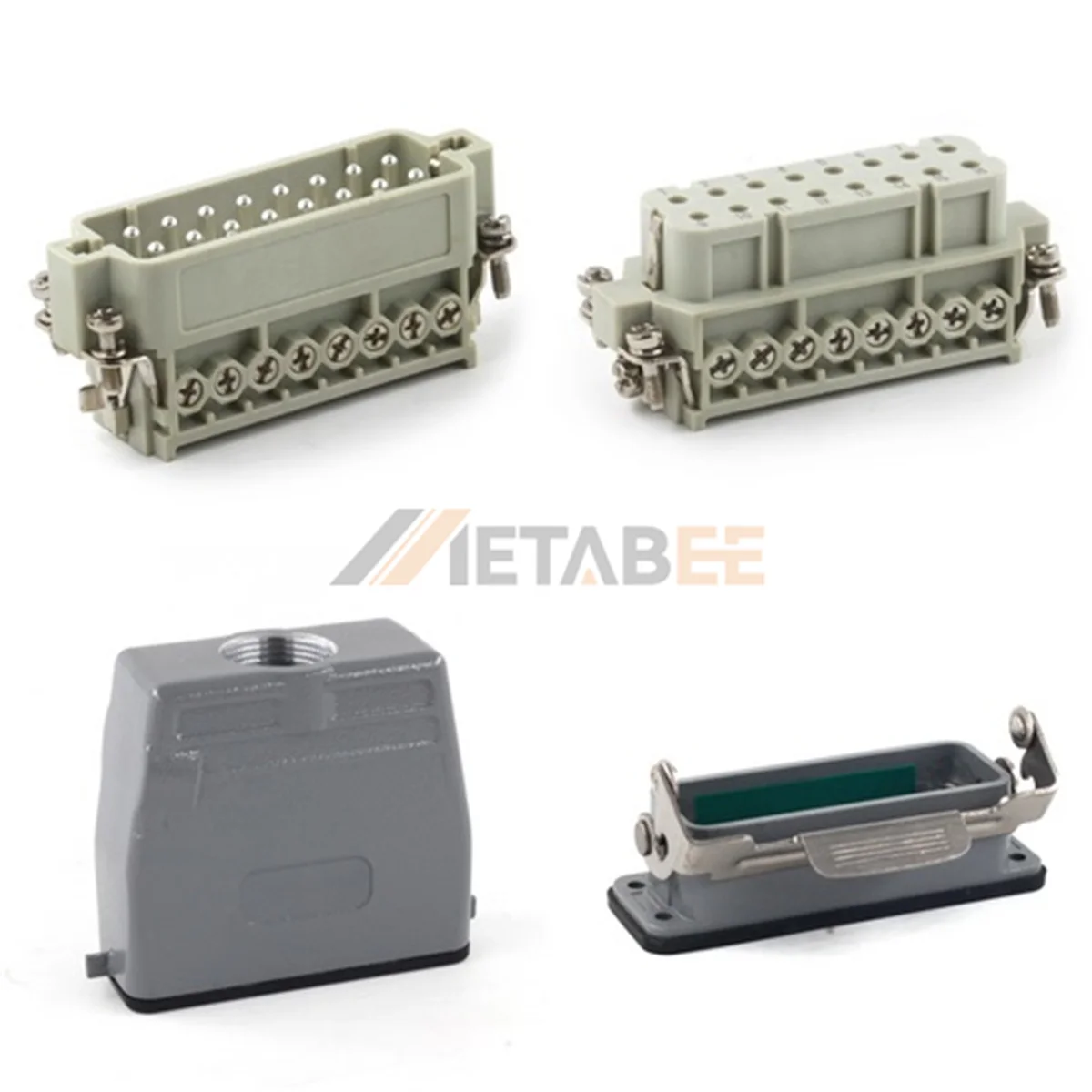 HA Series Heavy Duty Connector, 16+PE, Bulkhead Mounting, Screw Terminal, Top/Side Entry, 16A/250V