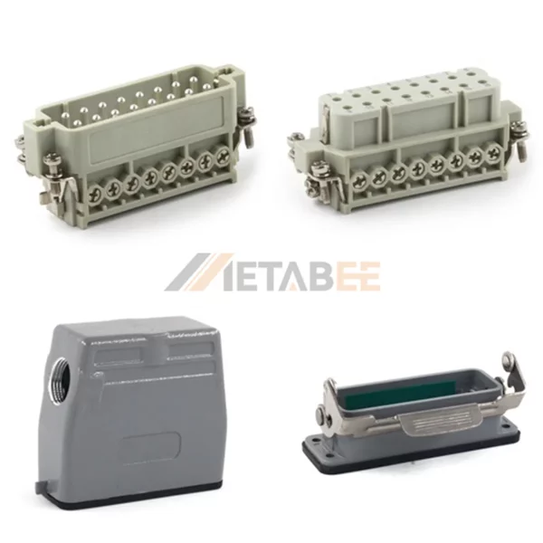 HA Series Heavy Duty Connector, 16+PE, Bulkhead Mounting, Screw Terminal, Top/Side Entry, 16A/250V