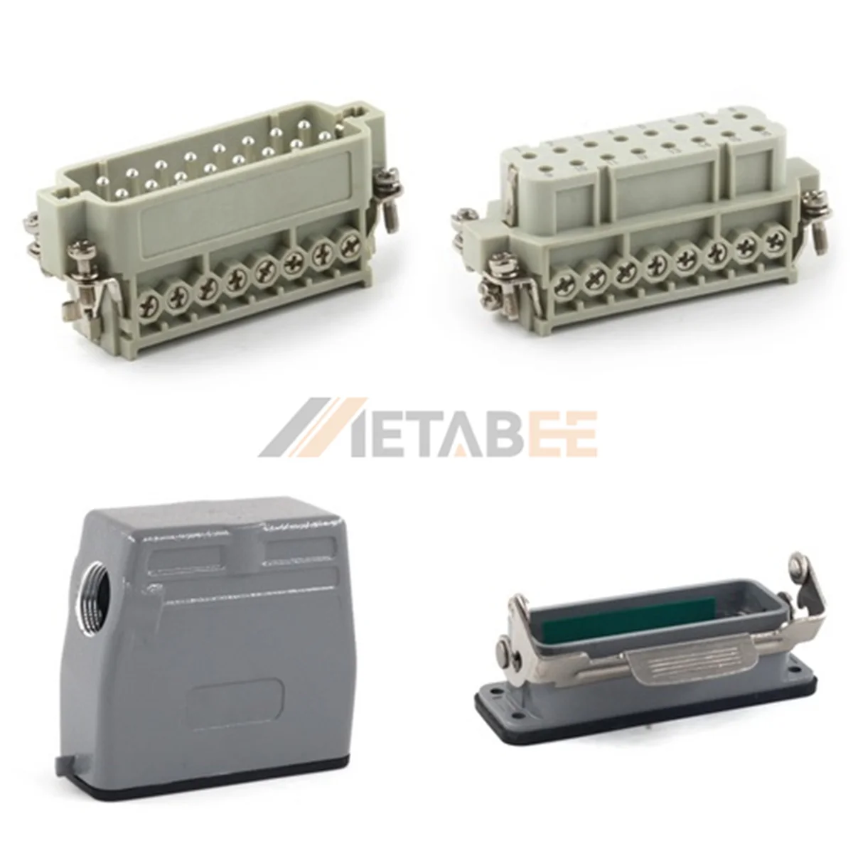 HA Series Heavy Duty Connector, 16+PE, Bulkhead Mounting, Screw Terminal, Top/Side Entry, 16A/250V
