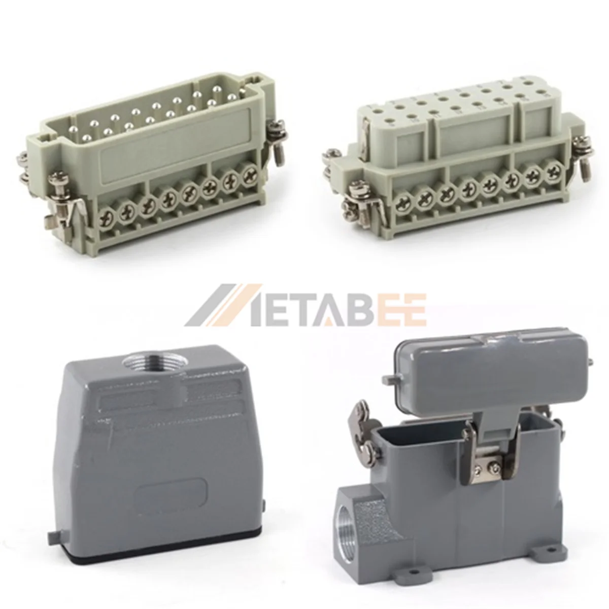 HA Series Heavy Duty Connector, 16+PE, Surface Mounting Cover, Screw Terminal, Top/Side Entry, 16A/250V