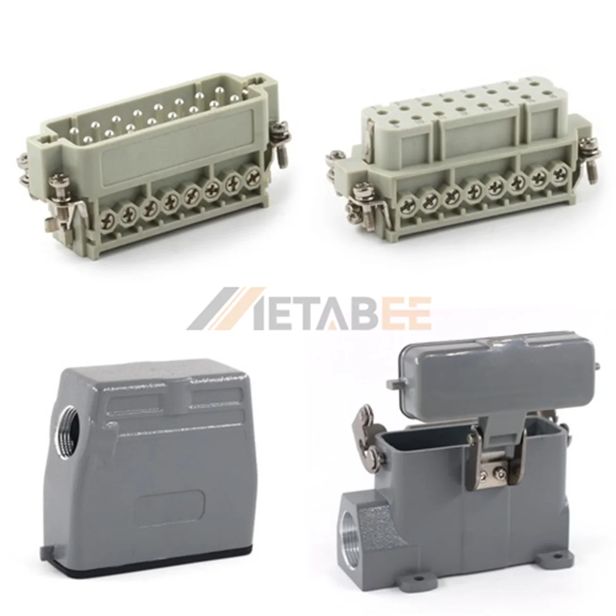 HA Series Heavy Duty Connector, 16+PE, Surface Mounting Cover, Screw Terminal, Top/Side Entry, 16A/250V