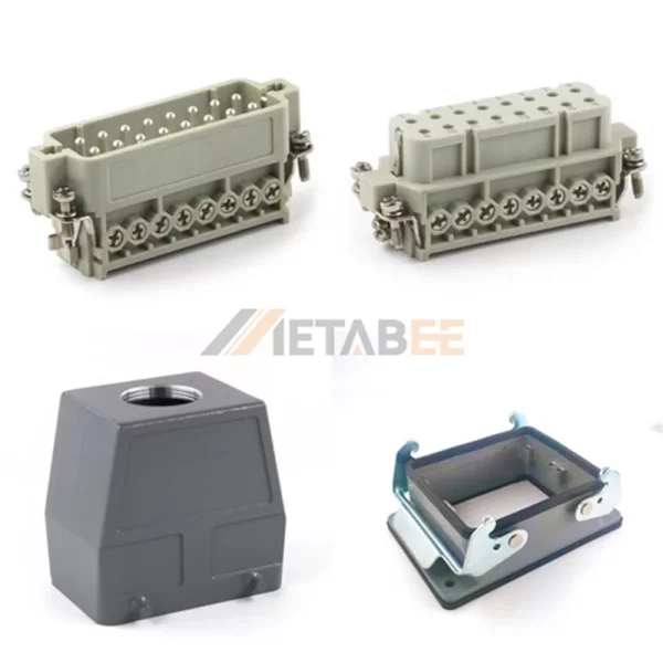 HA Series Heavy Duty Connector, 32+PE, Bulkhead Mount with 2 Levers, Screw Terminal, Top/Side Entry, 16A/250V