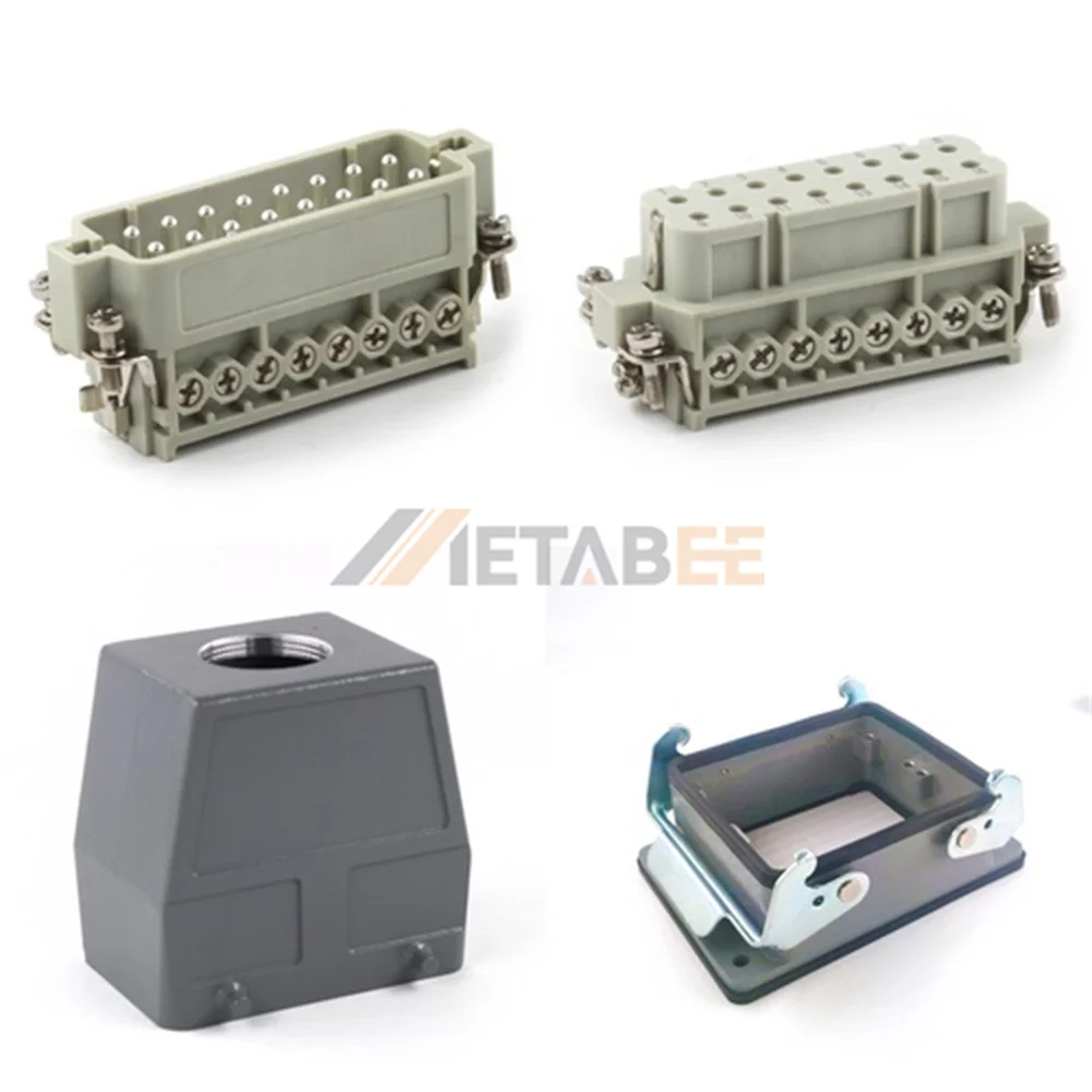 HA Series Heavy Duty Connector, 32+PE, Bulkhead Mount with 2 Levers, Screw Terminal, Top/Side Entry, 16A/250V