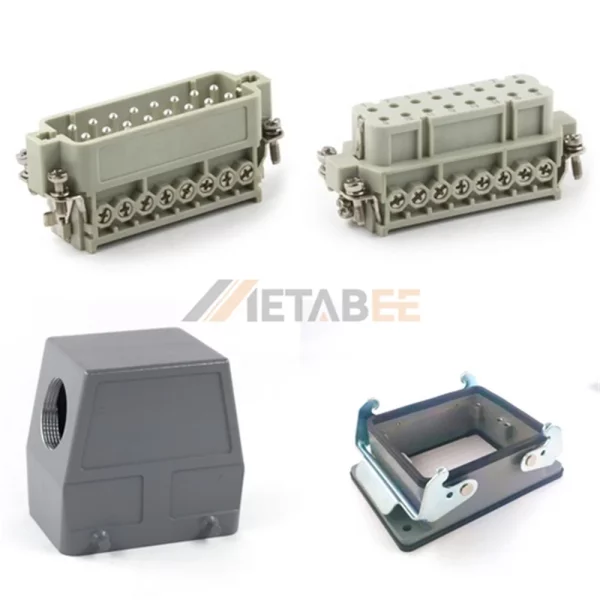 HA Series Heavy Duty Connector, 32+PE, Bulkhead Mount with 2 Levers, Screw Terminal, Top/Side Entry, 16A/250V