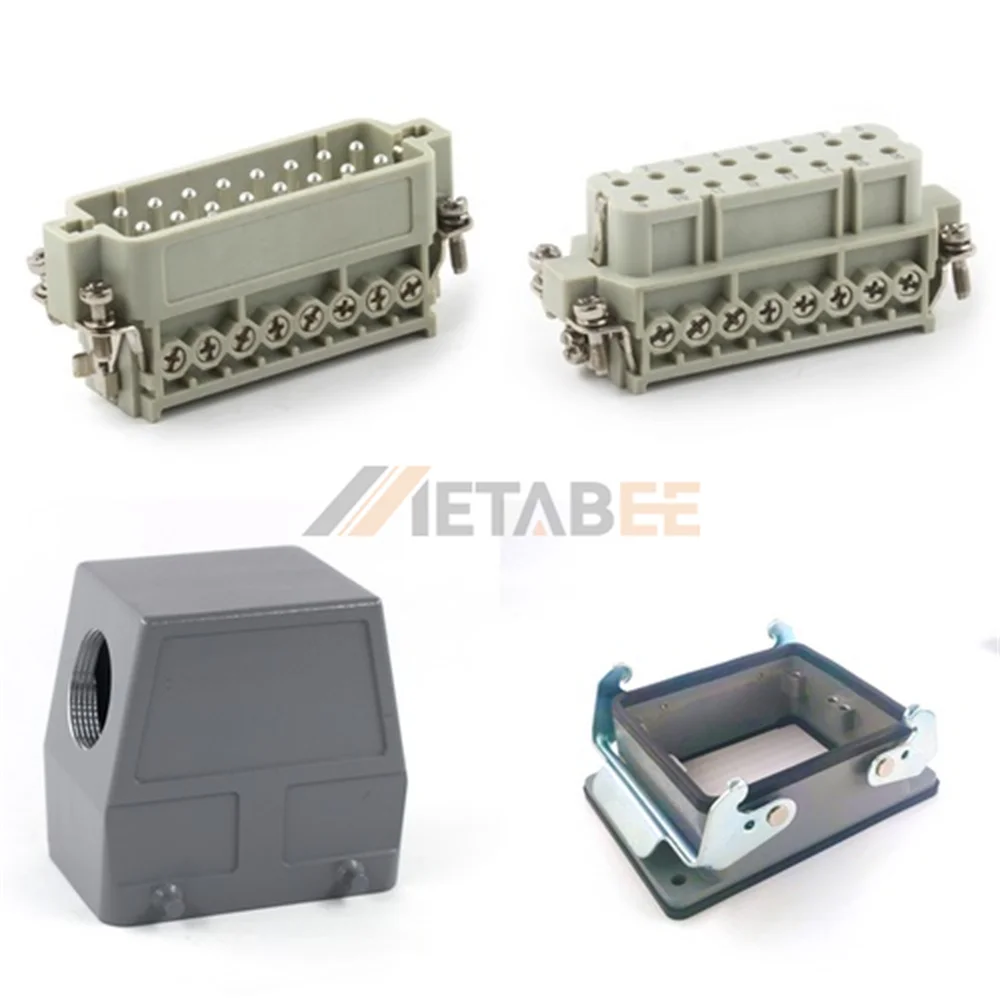 HA Series Heavy Duty Connector, 32+PE, Bulkhead Mount with 2 Levers, Screw Terminal, Top/Side Entry, 16A/250V