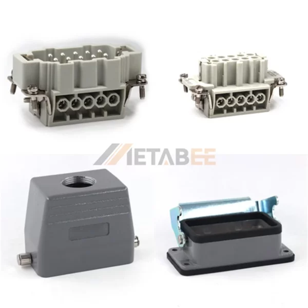 HE Series Heavy Duty Connector, 10+PE, Bulkhead, Screw Terminal, Top/Side Entry, 16A/500V
