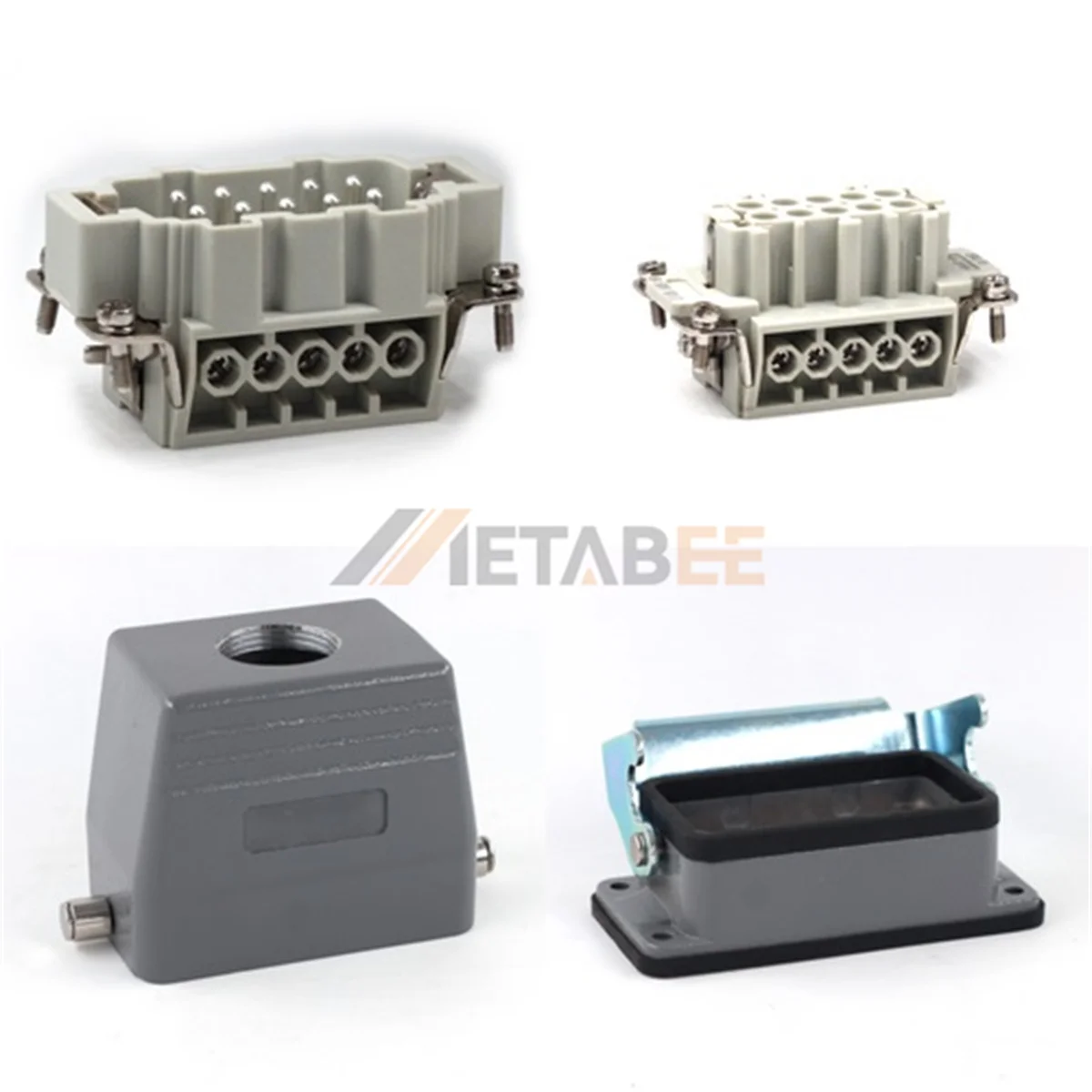 HE Series Heavy Duty Connector, 10+PE, Bulkhead, Screw Terminal, Top/Side Entry, 16A/500V