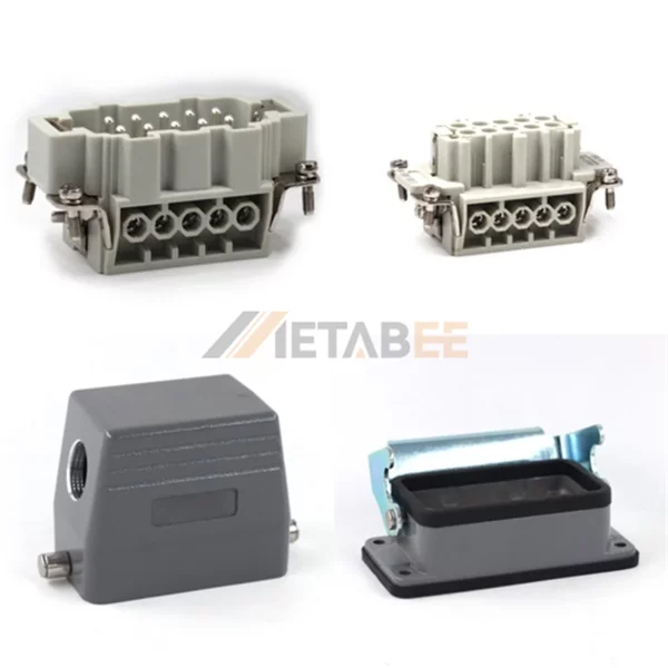 HE Series Heavy Duty Connector, 10+PE, Bulkhead, Screw Terminal, Top/Side Entry, 16A/500V