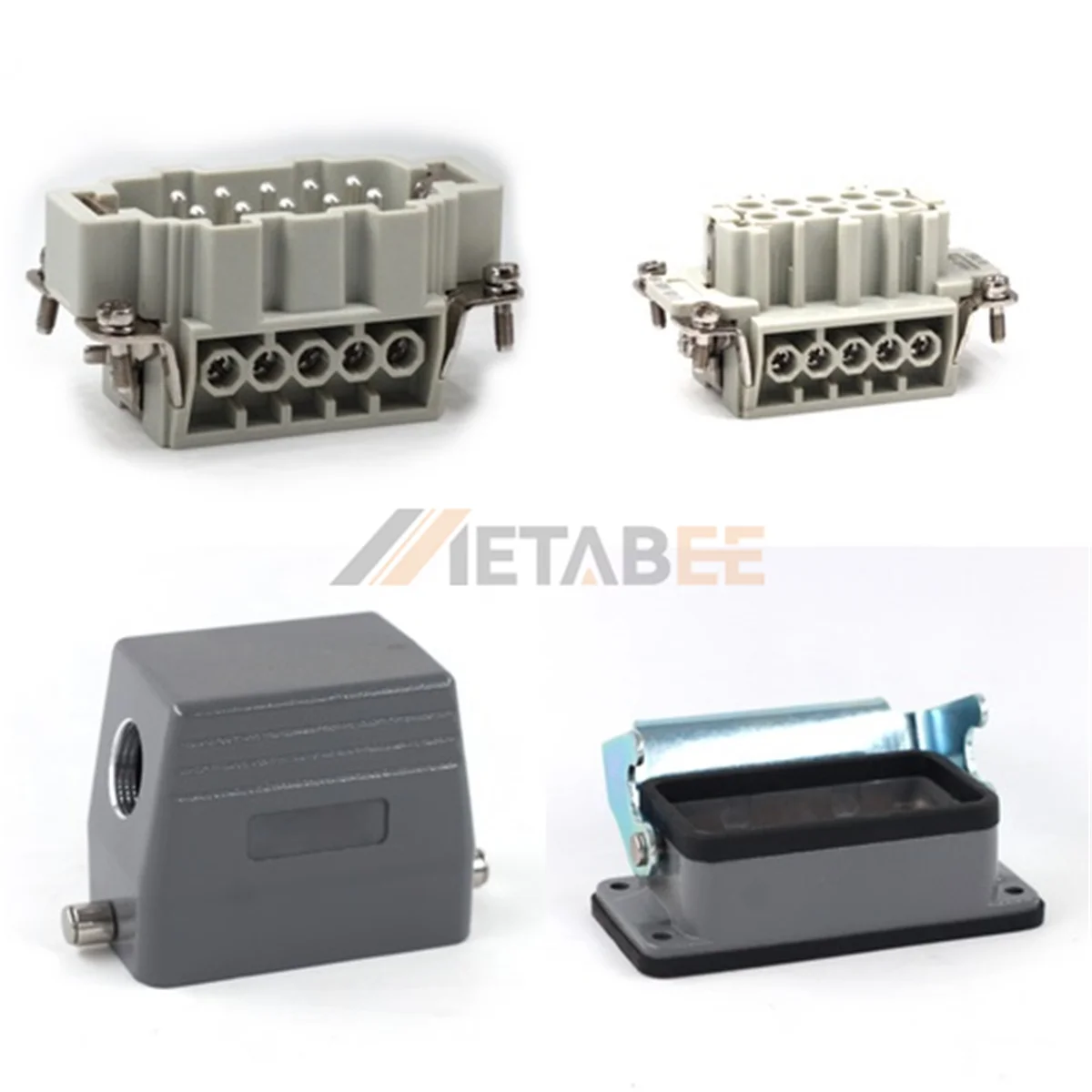 HE Series Heavy Duty Connector, 10+PE, Bulkhead, Screw Terminal, Top/Side Entry, 16A/500V