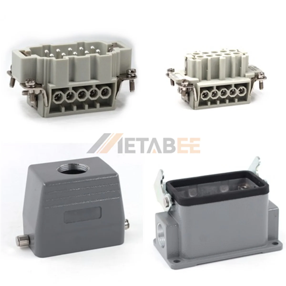 HE Series Heavy Duty Connector, 10+PE, Surface Mounting, Screw Terminal, Top/Side Entry, 16A/500V