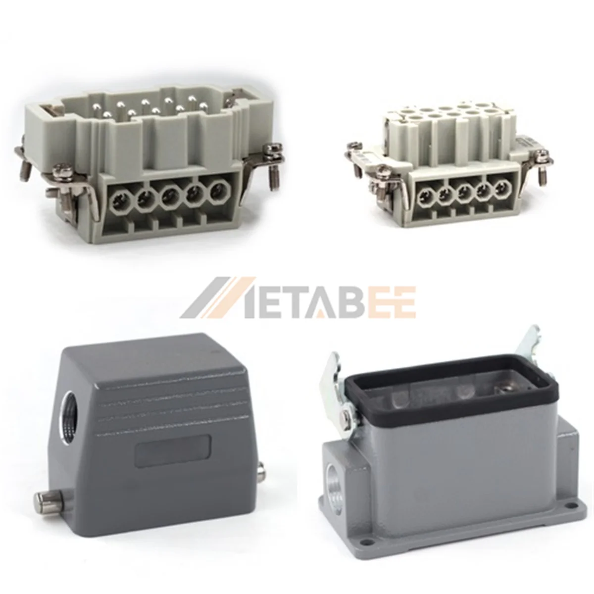 HE Series Heavy Duty Connector, 10+PE, Surface Mounting, Screw Terminal, Top/Side Entry, 16A/500V