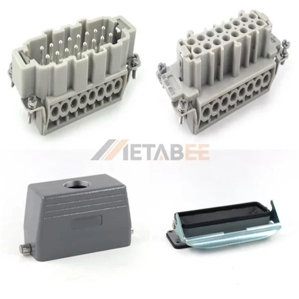 HE Series Heavy Duty Connector, 16+PE, Bulkhead, Screw Terminal, Top/Side Entry, 16A/500V