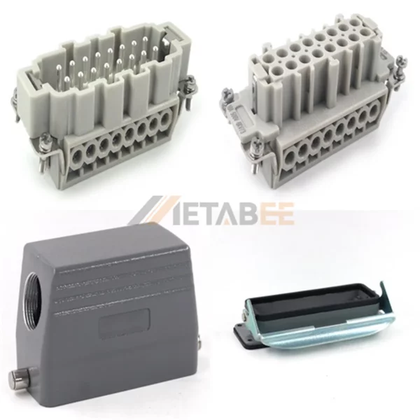 HE Series Heavy Duty Connector, 16+PE, Bulkhead, Screw Terminal, Top/Side Entry, 16A/500V