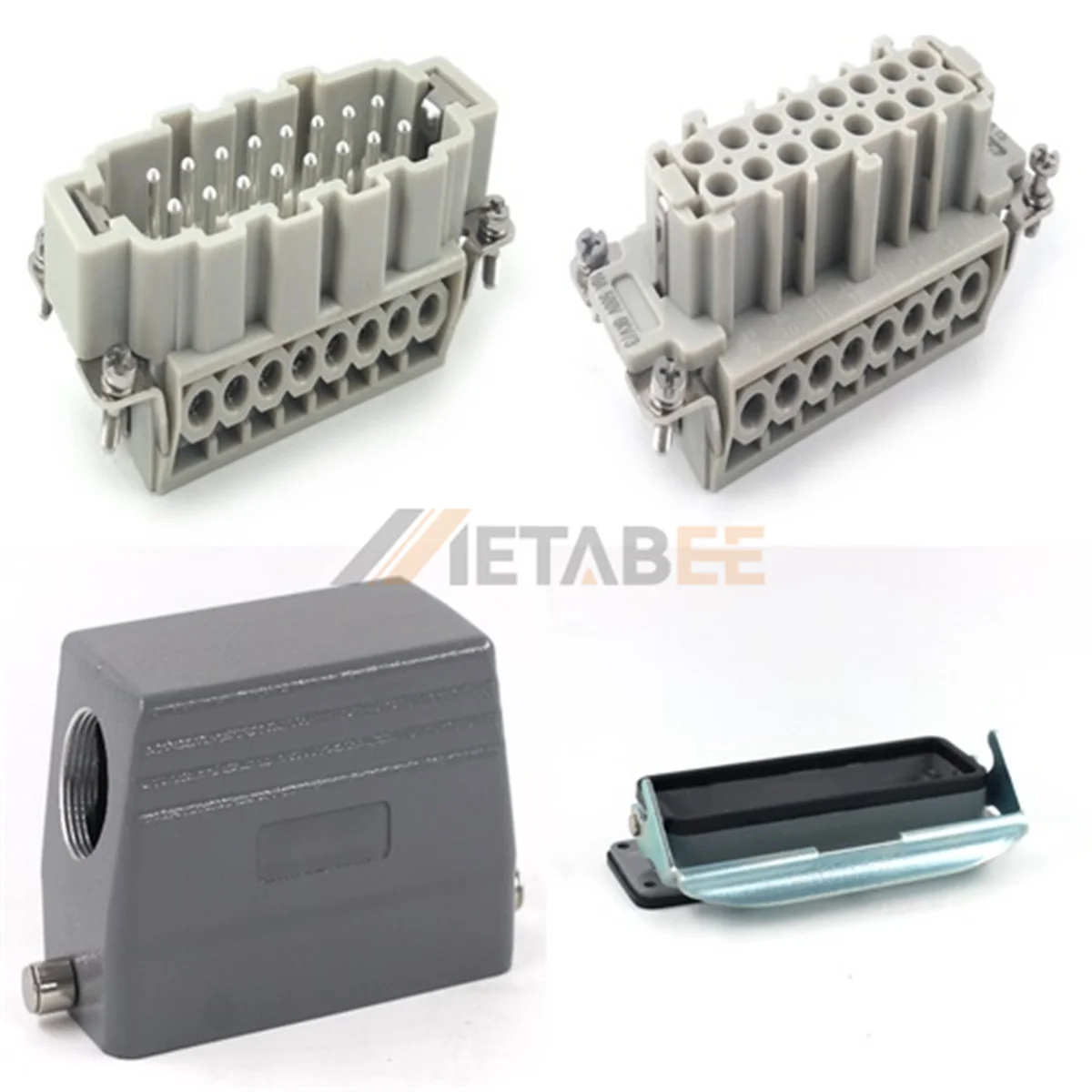 HE Series Heavy Duty Connector, 16+PE, Bulkhead, Screw Terminal, Top/Side Entry, 16A/500V