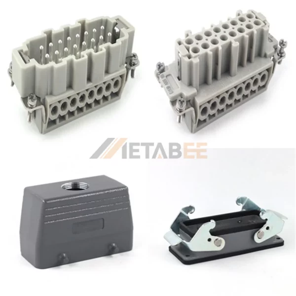 HE Series Heavy Duty Connector, 16+PE, Bulkhead, 2 Levers, Screw Terminal, Top/Side Entry, 16A/500V