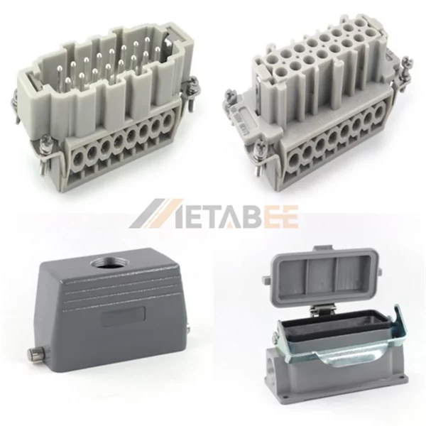 HE Series Heavy Duty Connector, 16+PE, Surface Mounting Cover, Screw Terminal, Top/Side Entry, 16A/500V