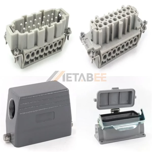 HE Series Heavy Duty Connector, 16+PE, Surface Mounting Cover, Screw Terminal, Top/Side Entry, 16A/500V