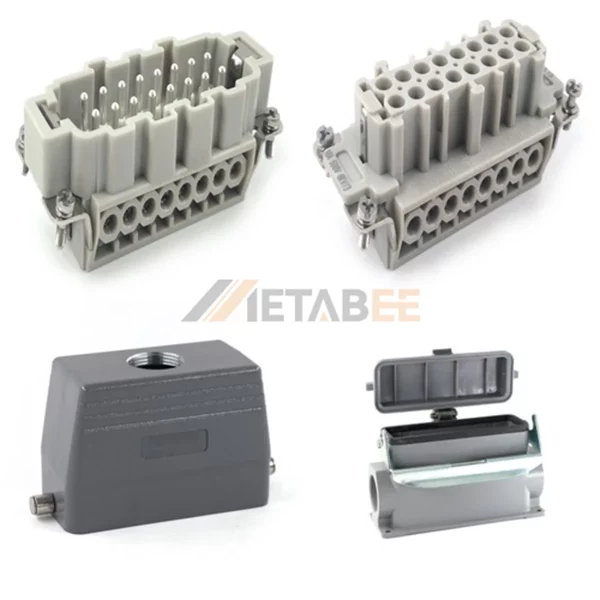 HE Series Heavy Duty Connector, 16+PE, High Construction, Surface Mounting Cover, Screw Terminal, Top/Side Entry, 16A/500V