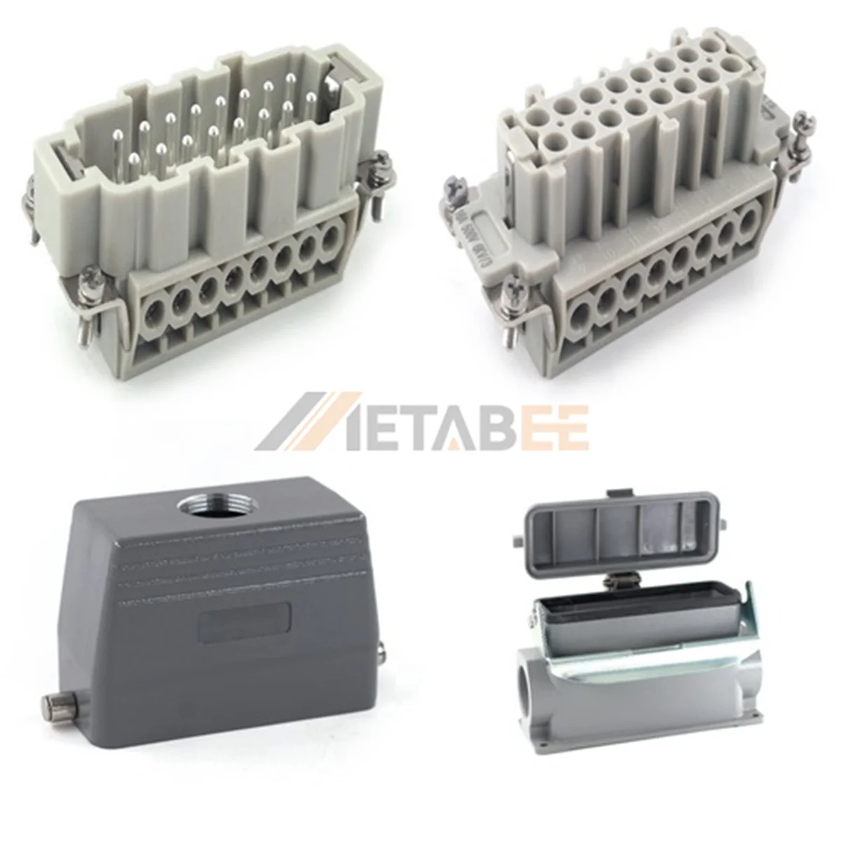HE Series Heavy Duty Connector, 16+PE, High Construction, Surface Mounting Cover, Screw Terminal, Top/Side Entry, 16A/500V