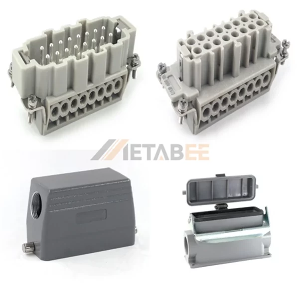 HE Series Heavy Duty Connector, 16+PE, High Construction, Surface Mounting Cover, Screw Terminal, Top/Side Entry, 16A/500V