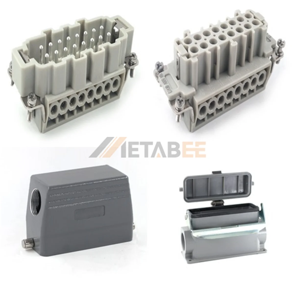HE Series Heavy Duty Connector, 16+PE, High Construction, Surface Mounting Cover, Screw Terminal, Top/Side Entry, 16A/500V
