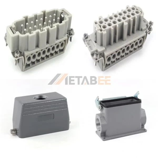 HE Series Heavy Duty Connector, 16+PE, Surface Mounting, Screw Terminal, Top/Side Entry, 16A/500V