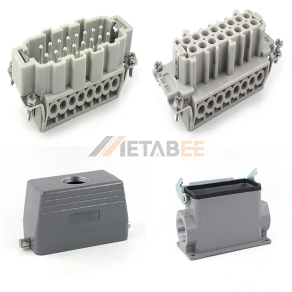 HE Series Heavy Duty Connector, 16+PE, Surface Mounting, Screw Terminal, Top/Side Entry, 16A/500V