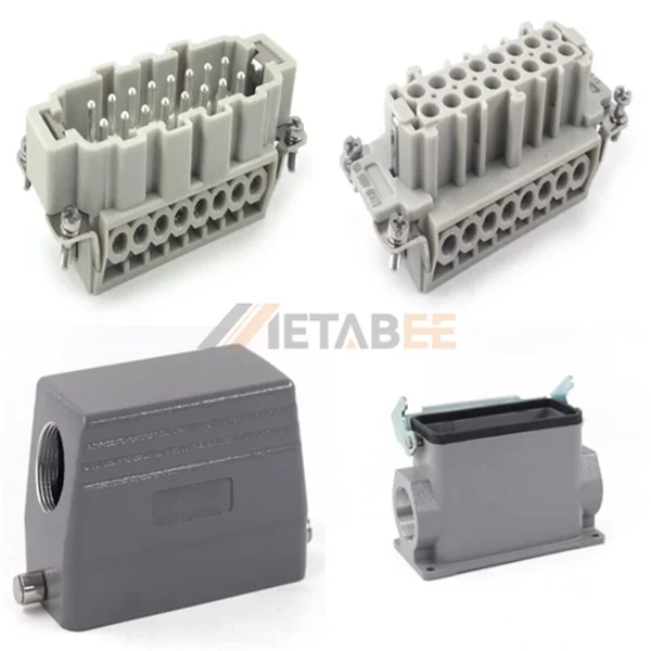 HE Series Heavy Duty Connector, 16+PE, Surface Mounting, Screw Terminal, Top/Side Entry, 16A/500V