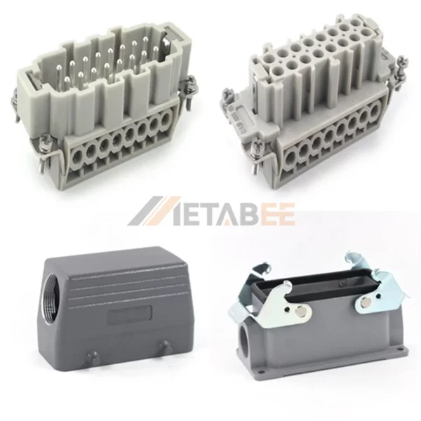 HE Series Heavy Duty Connector with 2 Levers, 16+PE, Surface Mounting, Screw Terminal, Top/Side Entry, 16A/500V
