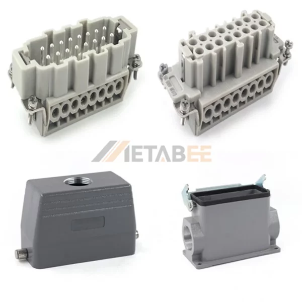 HE Series High Construction Heavy Duty Connector, 16+PE, Surface Mounting, Screw Terminal, Top/Side Entry, 16A/500V